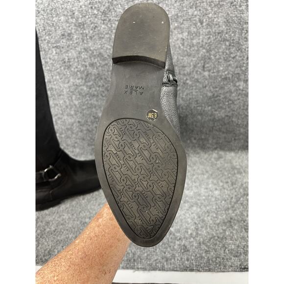 Alex Marie Black Leather Knee High Stretch Riding Boots Women's 6.5 - Picture 9 of 11